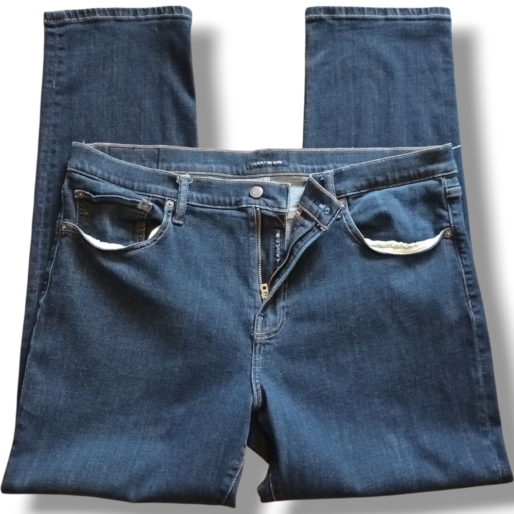 Men's Lucky Brand 223 Straight Leg Jeans Dark Wash $110 Retail EUC - Picture 2 of 8
